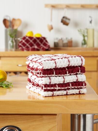 DII® Windowpane Oversized Washed Waffle Dishcloth Set